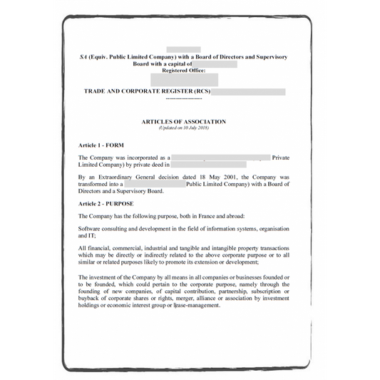 ARTICLES OF ASSOCIATIONS - CERTIFIED TRANSLATION