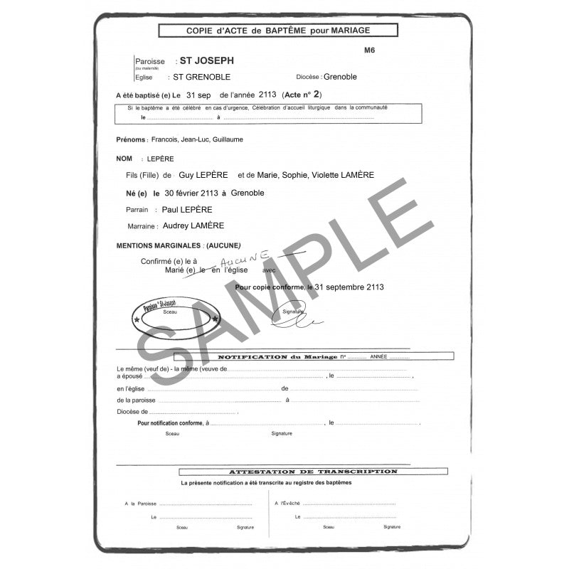CERTIFICATE OF BAPTISM - CERTIFIED TRANSLATION - ترجمة شهادة المعمودية