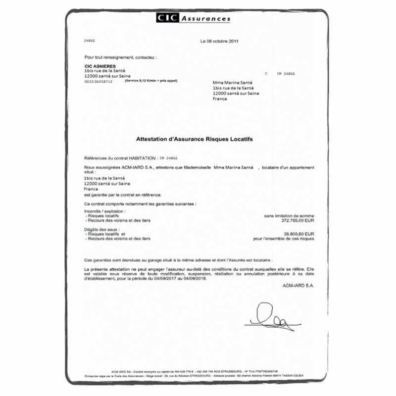 INSURANCE CERTIFICATE - CERTIFIED TRANSLATION