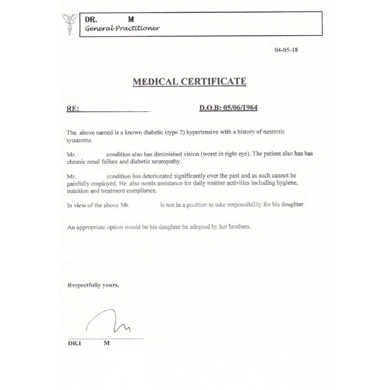 MEDICAL CERTIFICATE - CERTIFIED TRANSLATION
