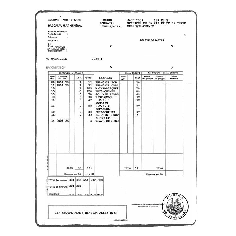 SECONDARY SCHOOL TRANSCRIPT - CERTIFIED TRANSLATION